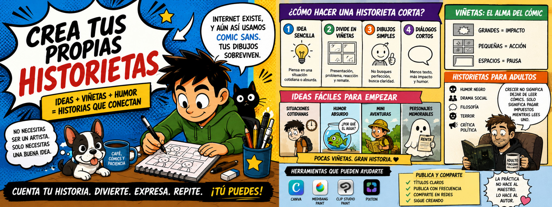 Historietas fáciles de crear: ideas, consejos y ejemplos para empezar hoy