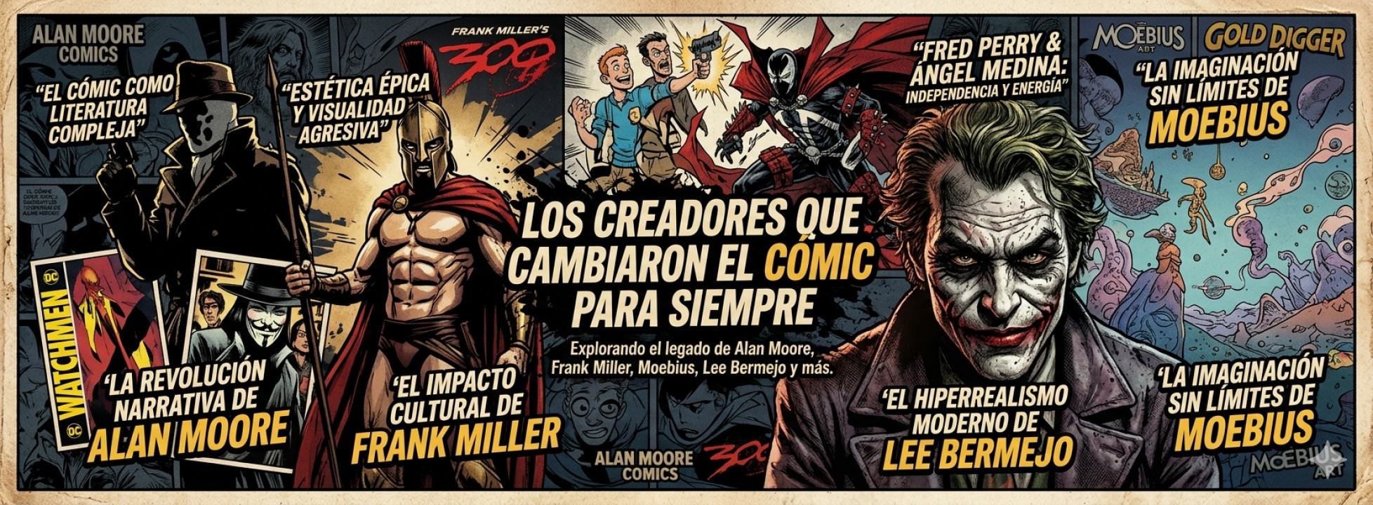 Maestros del cómic que redefinieron la narrativa gráfica: de Alan Moore a Moebius